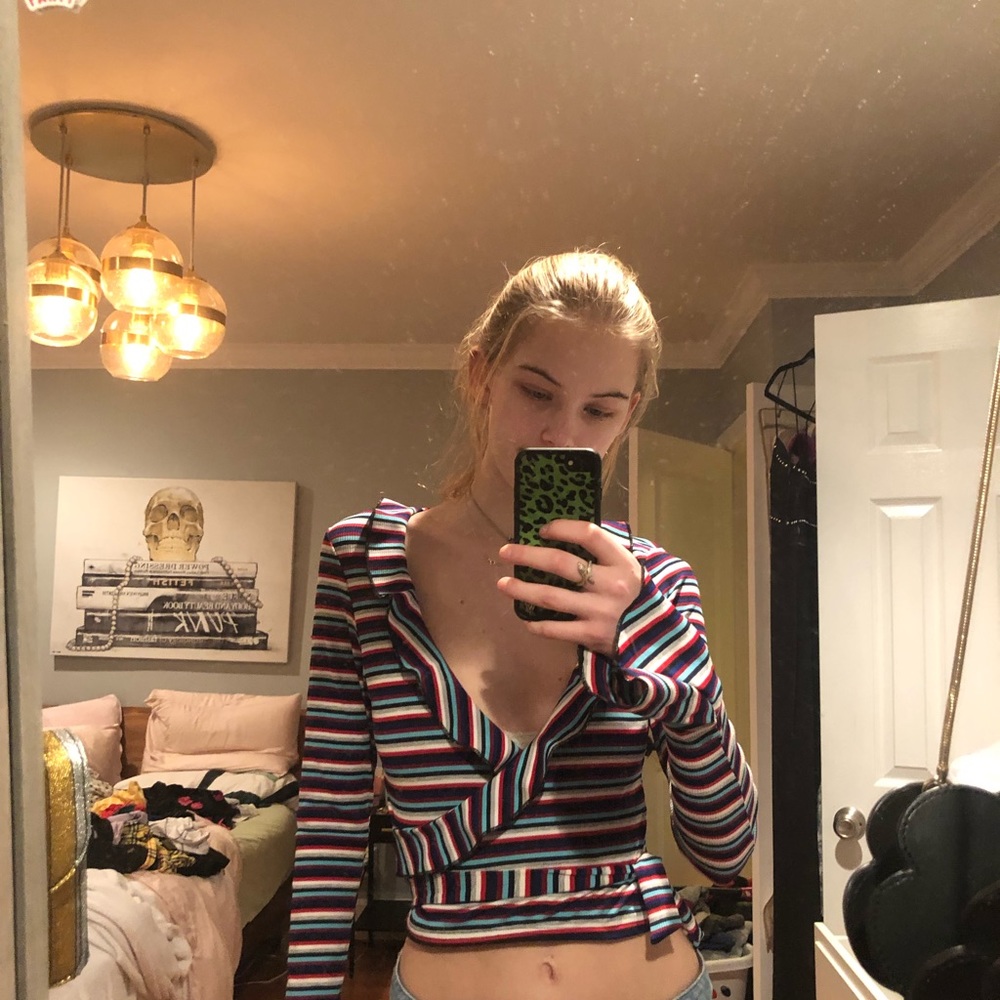 Striped Wrap Top